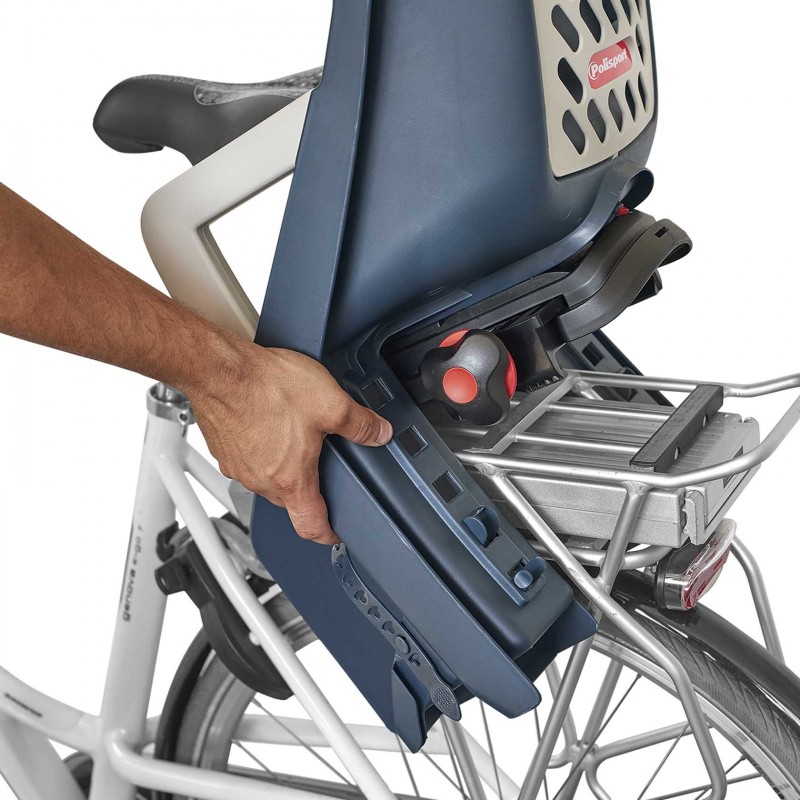 Guppy Maxi CFS - Seggiolino Bicicletta Blu e Beige con Sistema di Montaggio su Portapacchi