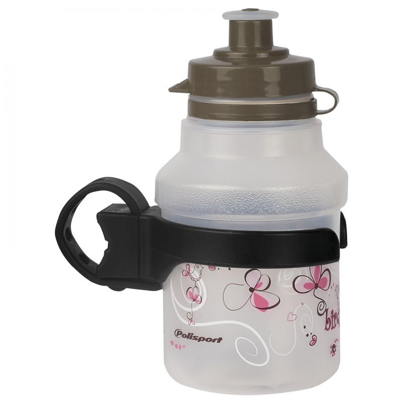 Bundle Kit: Bottle Cage + Water Bottle for Kids Pink and White