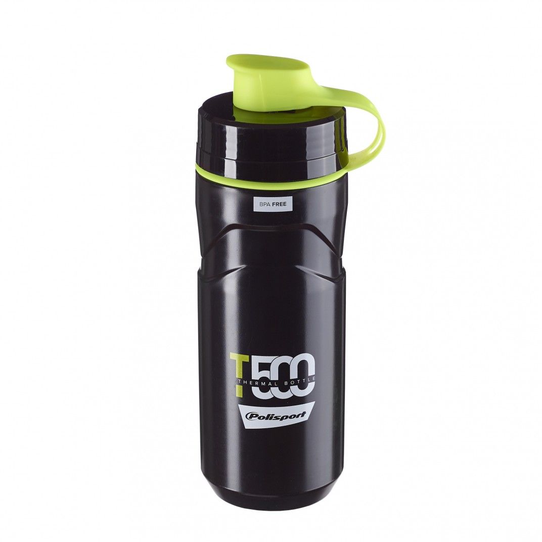 T500 - Thermal Water Bottle 500ML Black and Lime Green