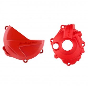 Honda CRF250R - Clutch and Ignition Cover Protector Kit Black Red - 2018-22 Models