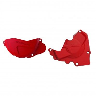 Honda CRF250R - Clutch and Ignition Cover Protector Kit Black Red - 2013-17 Models