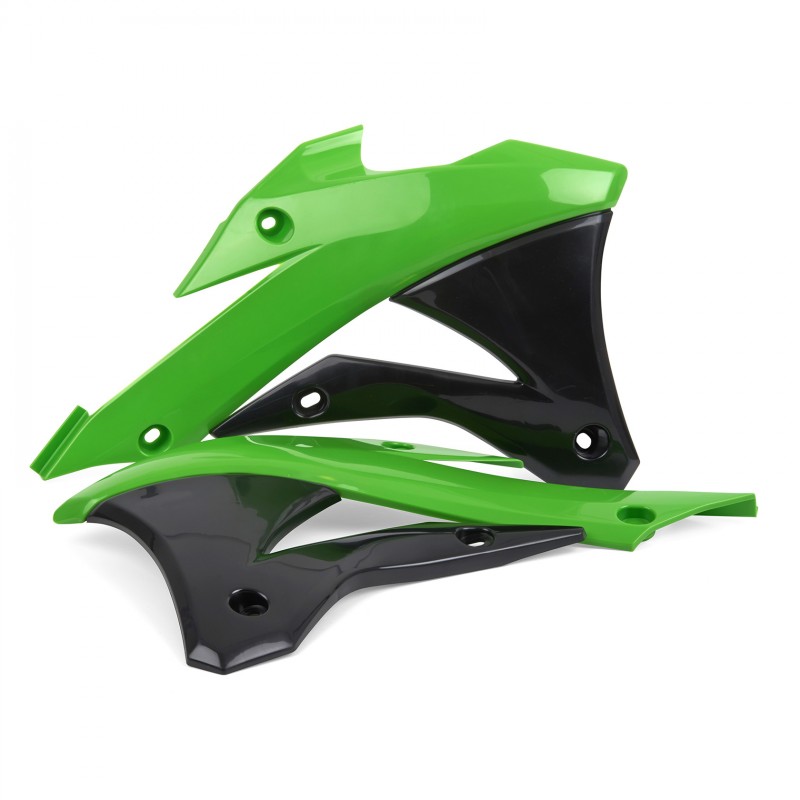 Kawasaki KX 85,KX 100,KX 112 - Tampas de Radiador Verdes e Preto - 2014-21