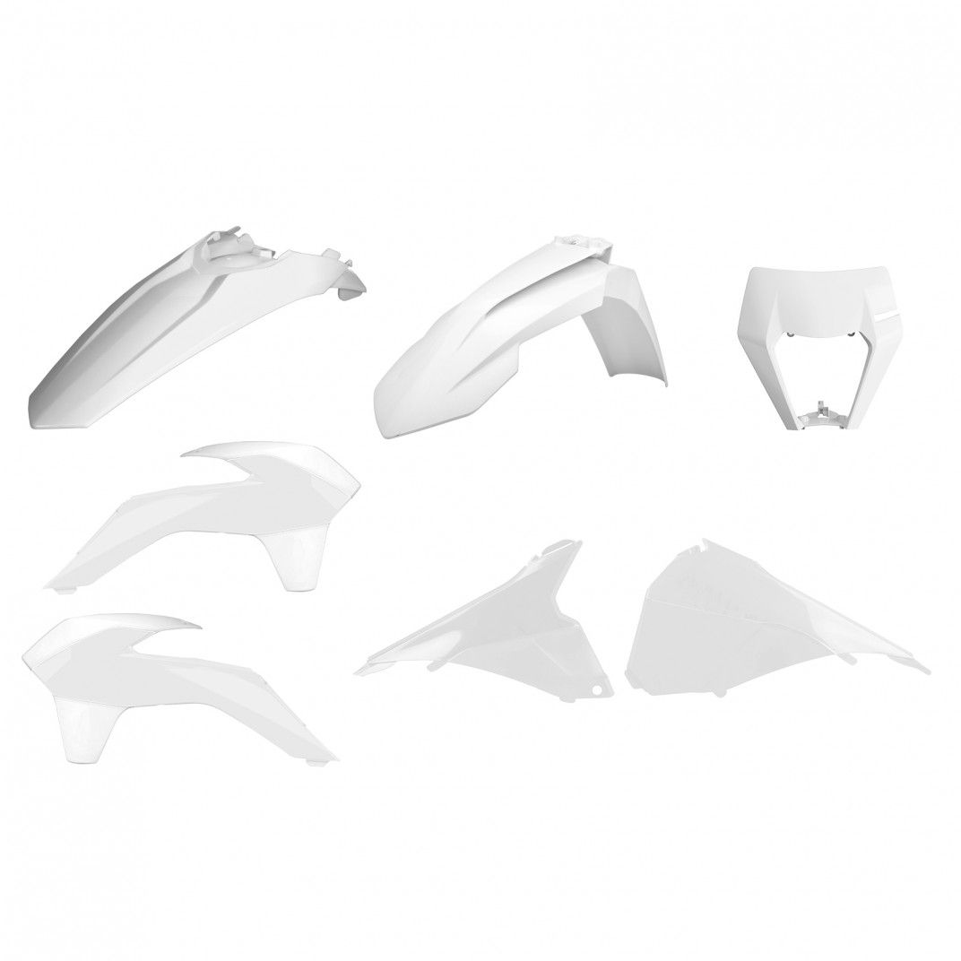 KTM EXC,EXC-F,XC-W,XCF-W - Kit Plastiques Restyling Blanc - Modèles 2014-16