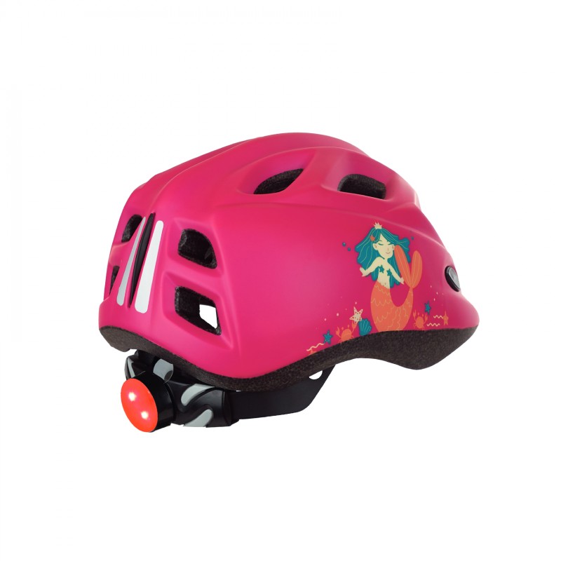 XS Kids Premium - Kinder Fahrradhelm Rosa mit Led-Licht 