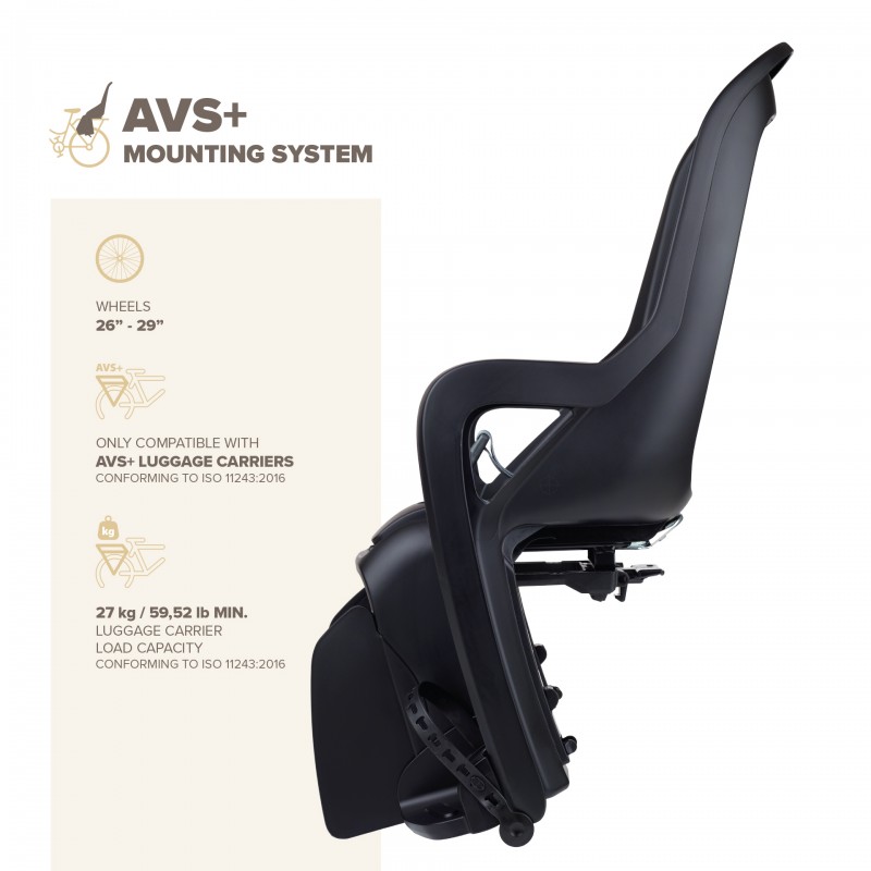 Groovy AVS+ REAR CHILD BICYCLE SEAT FOR AVS+ RACKS BLACK/GREY